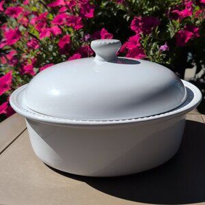 Certified International White Round Casserole Dish With Lid, Oven To Dishwasher